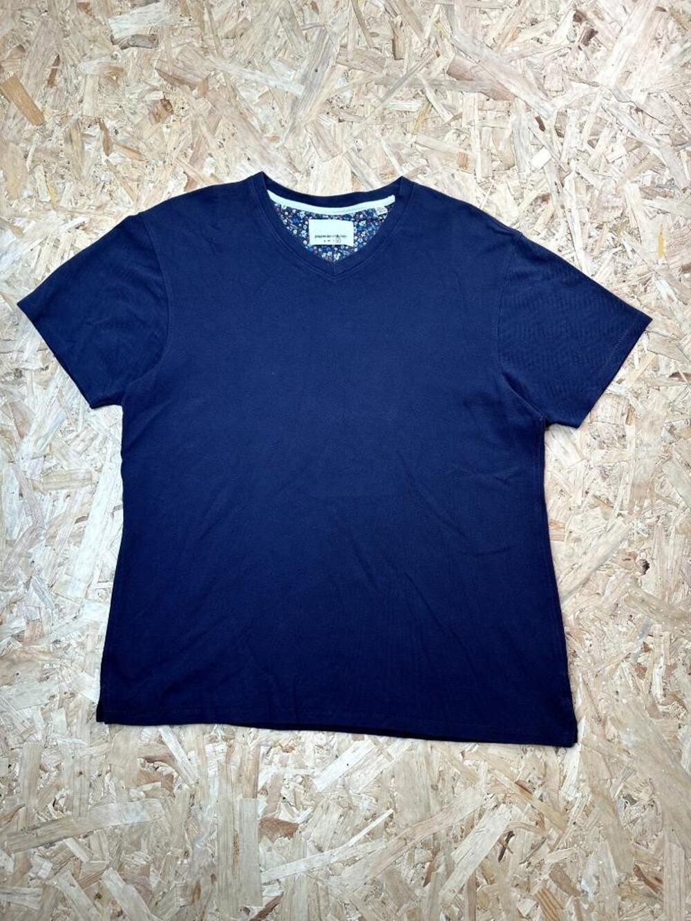 Paper Denim & Cloth V-Neck T-Shirt Womens XL Navy Blue Short Sleeve Cotton
